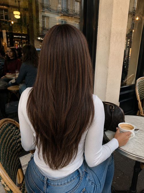 Lang bruin haar met pony